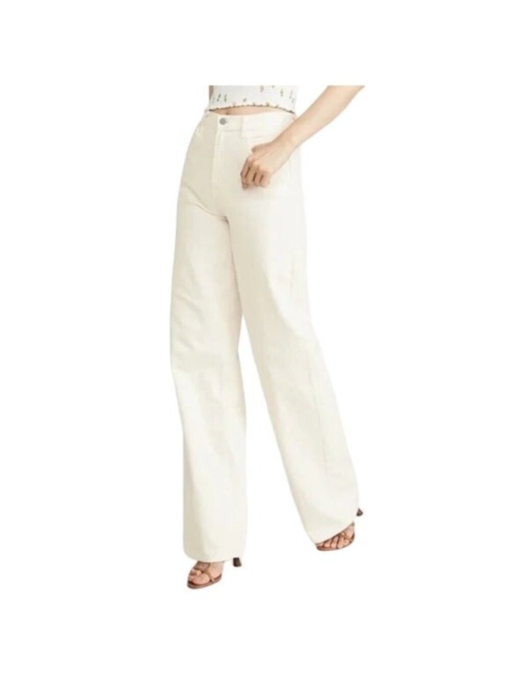 J Brand x Elsa Hosk Jeans Size 27 Moday Straight Leg Monday White Denim Jeans